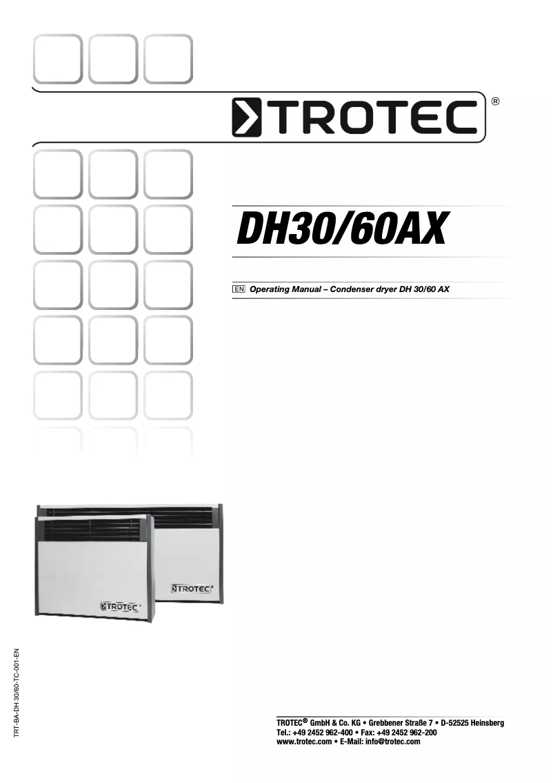 Page 1 de la notice Manuel utilisateur Trotec DH 60 AX