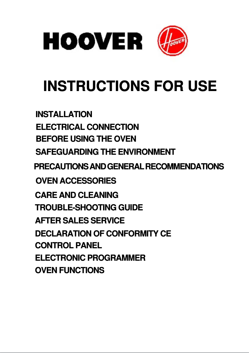 Page 1 de la notice Manuel utilisateur Hoover HDO725 B