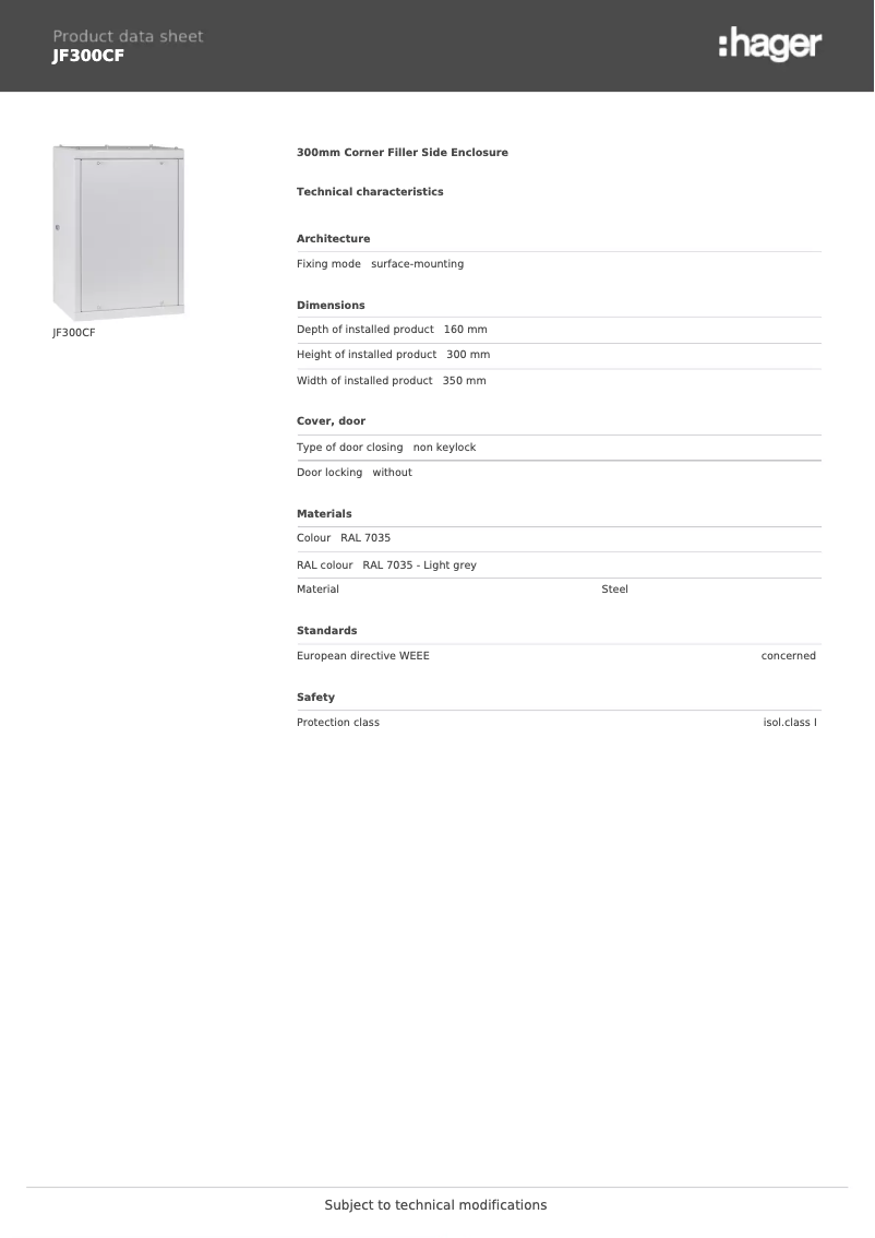 Page n°1 - Manuel utilisateur Hager JF300CF