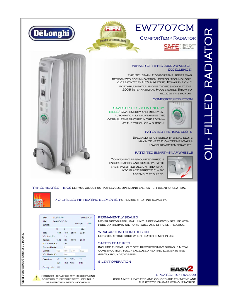 Image de la première page du manuel de l'appareil EW7707CM