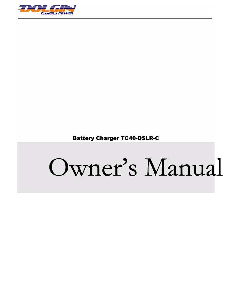 Image de la première page du manuel de l'appareil TC400-DSLR-C