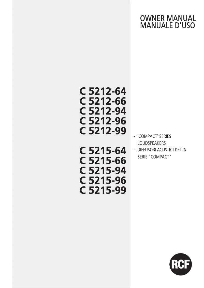 Page 1 de la notice Manuel utilisateur RCF C 5215-64