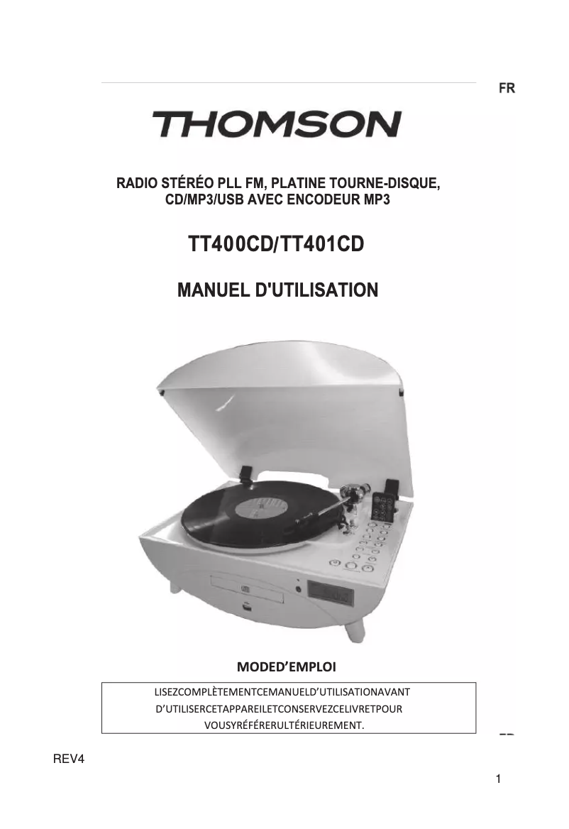 Image de la première page du manuel de l'appareil TT401CD