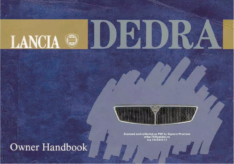 Page 1 de la notice Manuel utilisateur Lancia Dedra (1993)