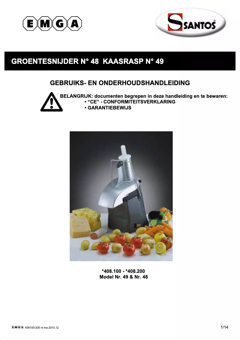 Page 1 de la notice Manuel utilisateur Santos N° 49