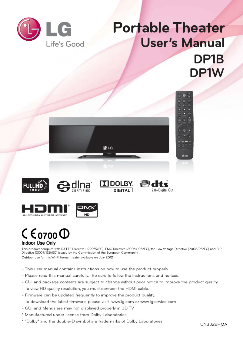 Page n°1 - Manuel utilisateur LG DP1BPBC