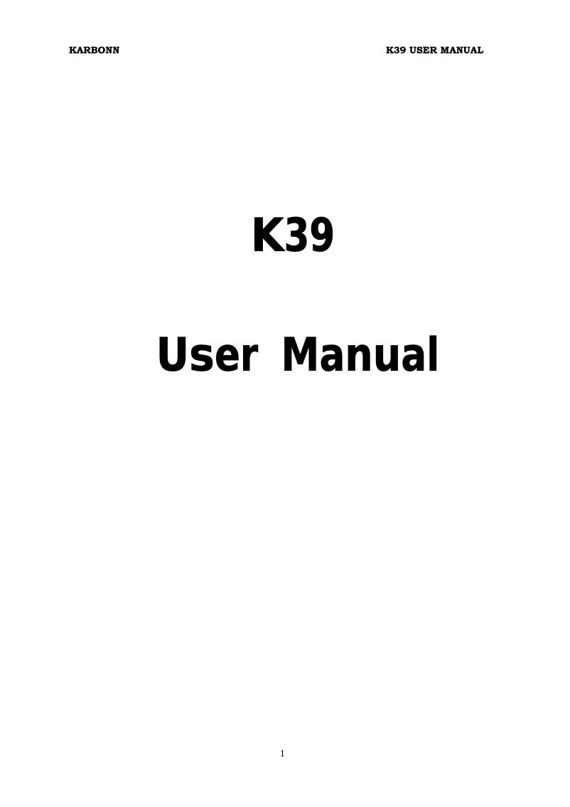 Page n°1 - Manuel utilisateur Karbonn K39