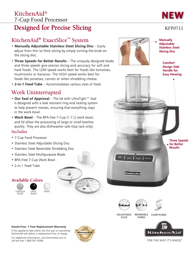 Página 1 del manual Ficha técnica KitchenAid KFP0711