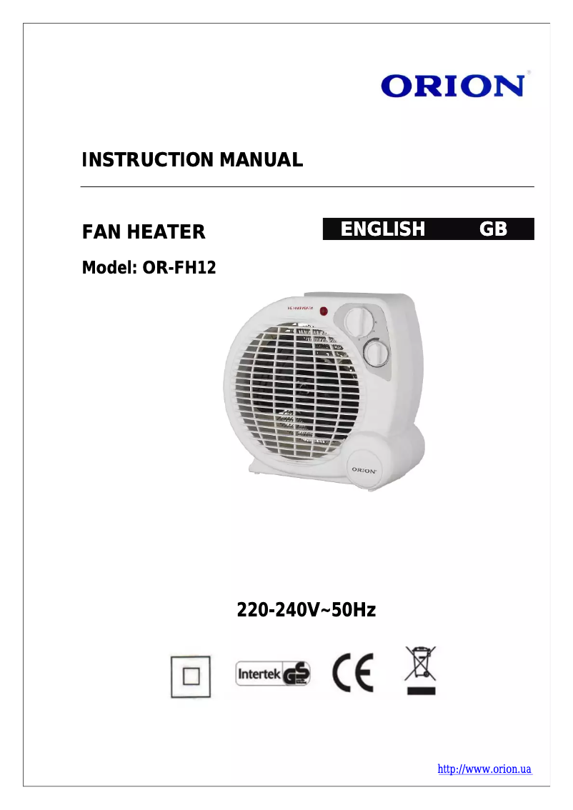 Page 1 de la notice Manuel utilisateur Orion OR-FH12