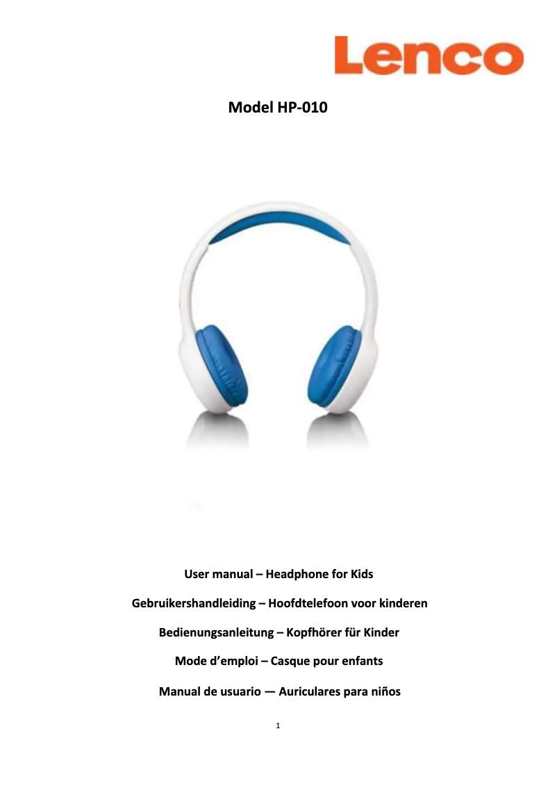 Page n°1 - Manuel utilisateur Lenco HP-010