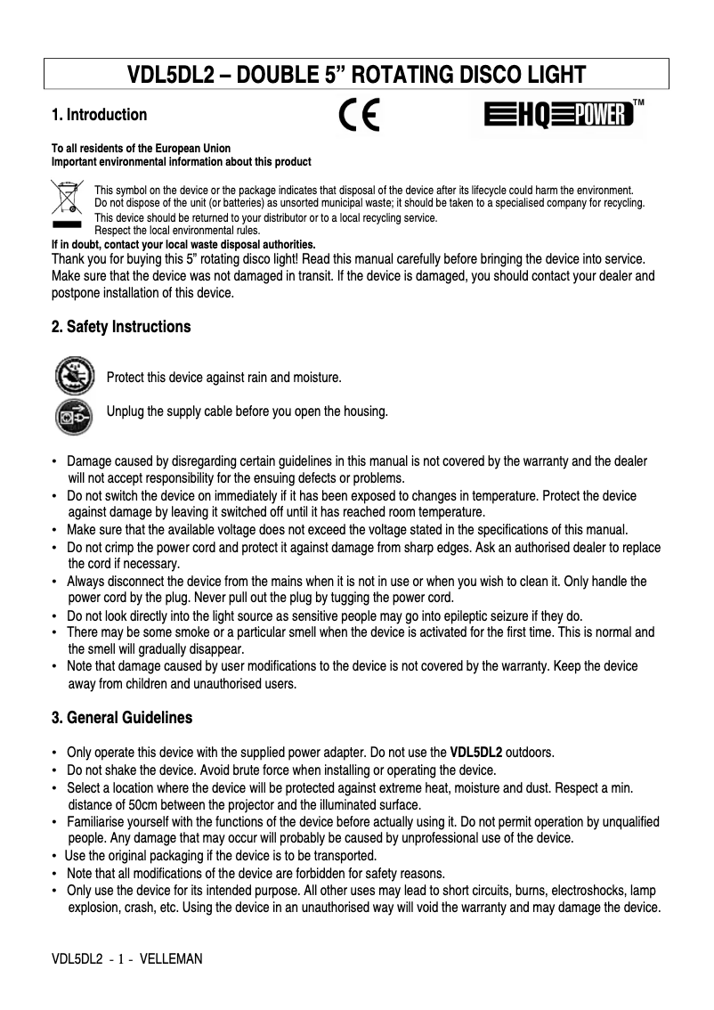Imagen de la primera página del manual del dispositivo vdl5dl2