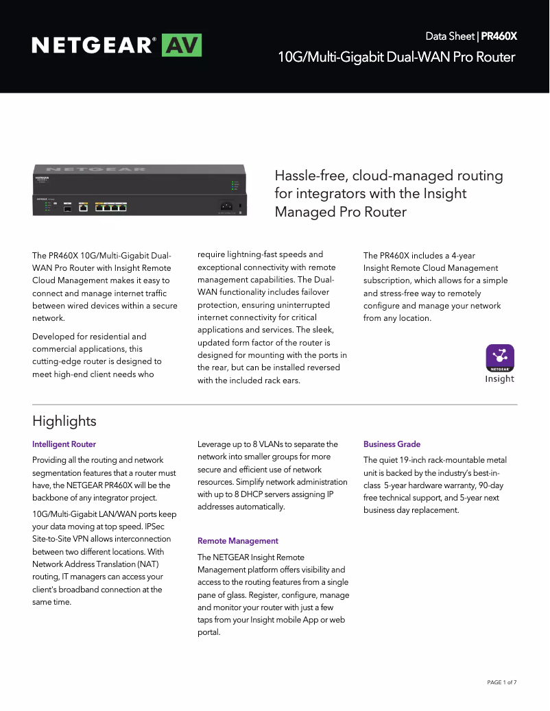 Page n°1 - Fiche technique Netgear PR460X