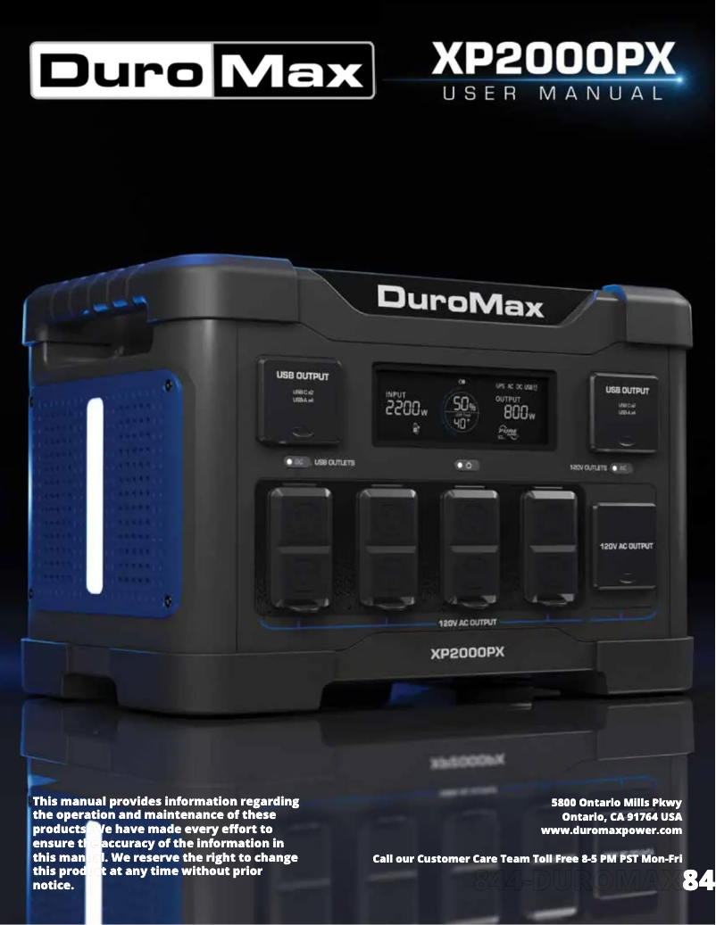 Page 1 de la notice Manuel utilisateur DuroMax XP2000PX
