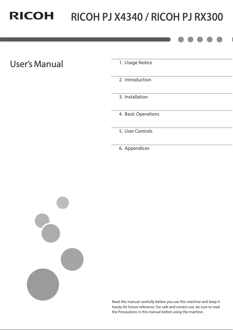 Image de la première page du manuel de l'appareil PJ X4340