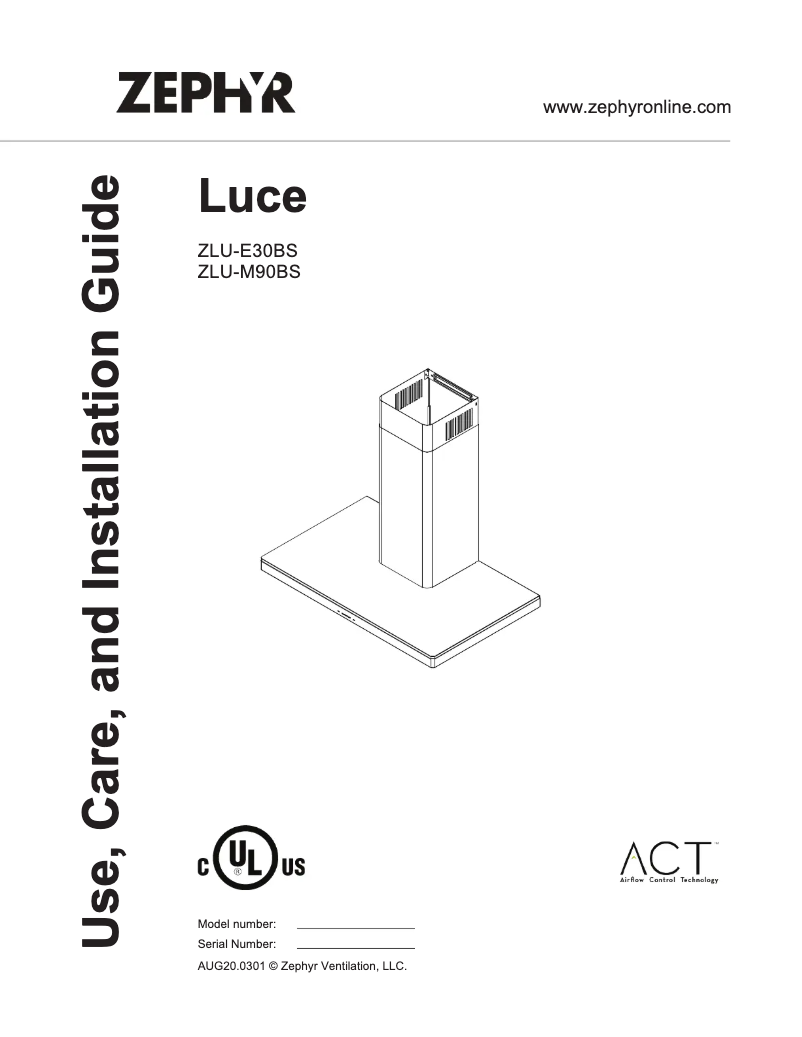 Page n°1 - Guide d'installation Zephyr ZLUE30BS