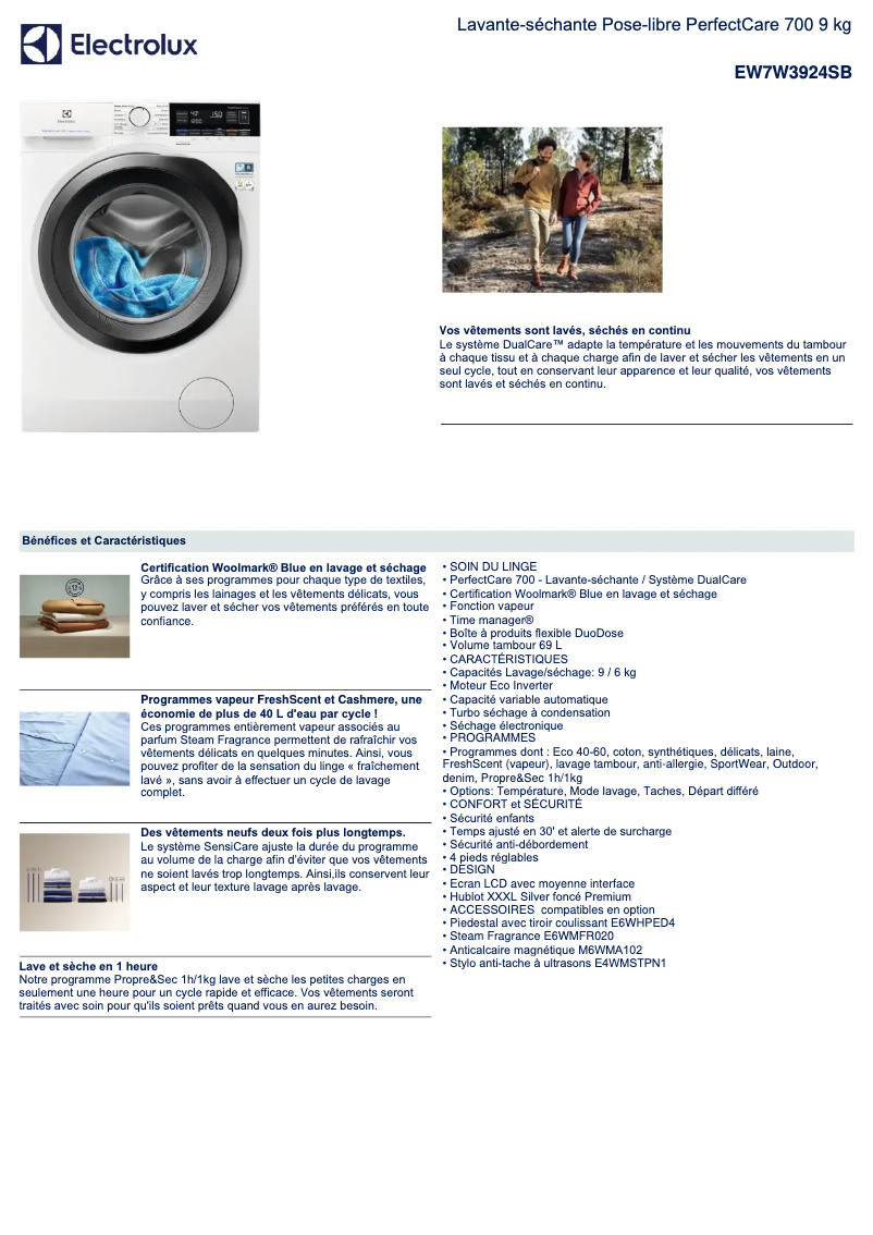 Image de la première page du manuel de l'appareil EW7W3924SB