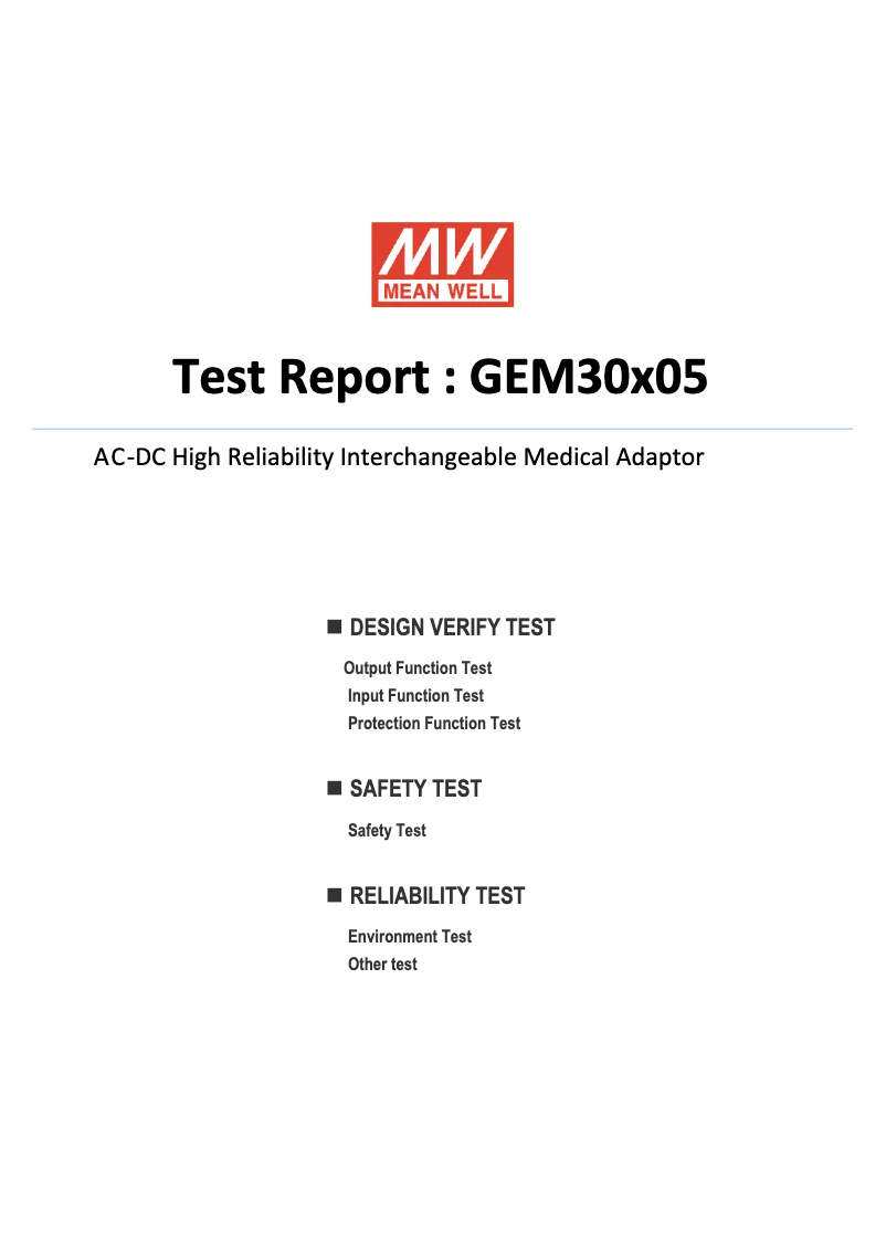Page 1 de la notice Fiche technique Mean Well GEM30I05-P1J