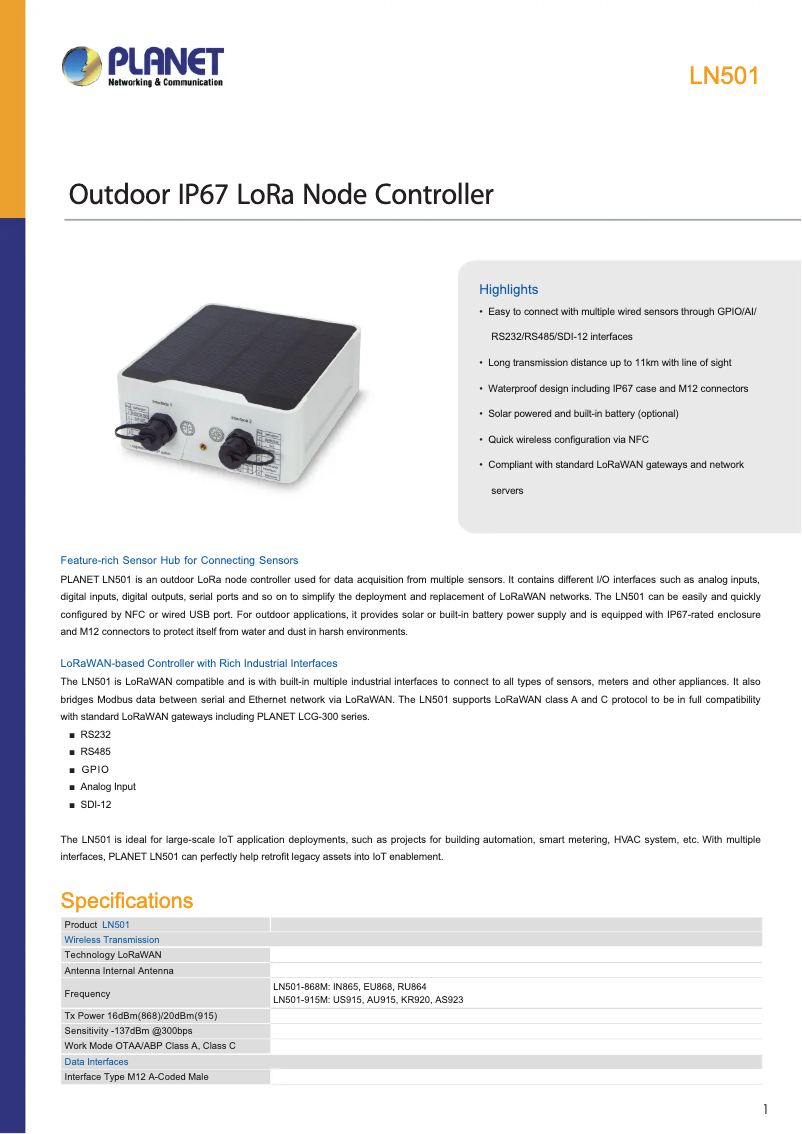 Image de la première page du manuel de l'appareil LN501