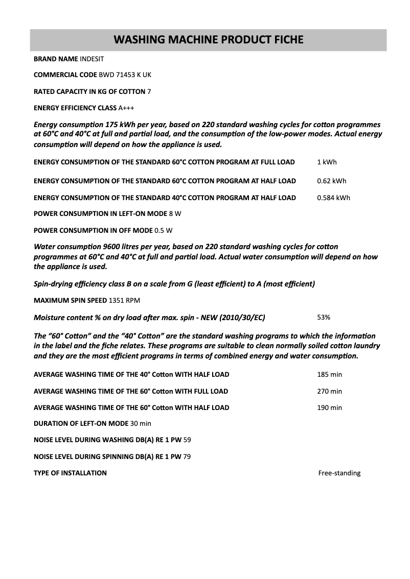 Image de la première page du manuel de l'appareil BWD 71453 K UK