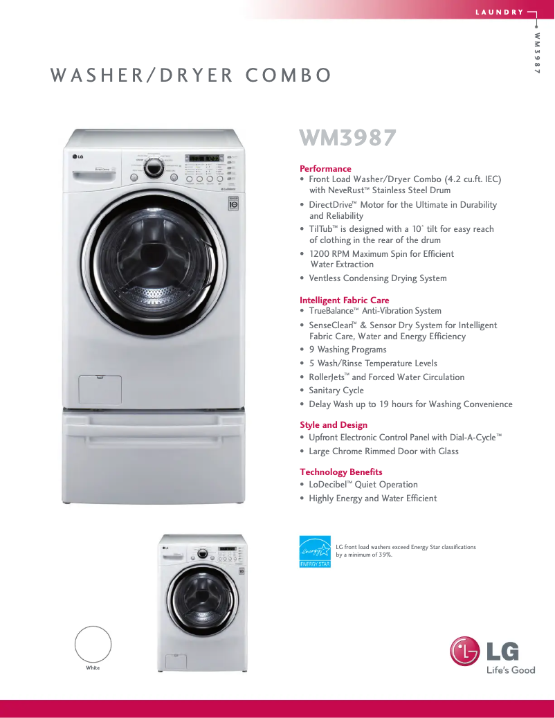 Image de la première page du manuel de l'appareil WM3987HW