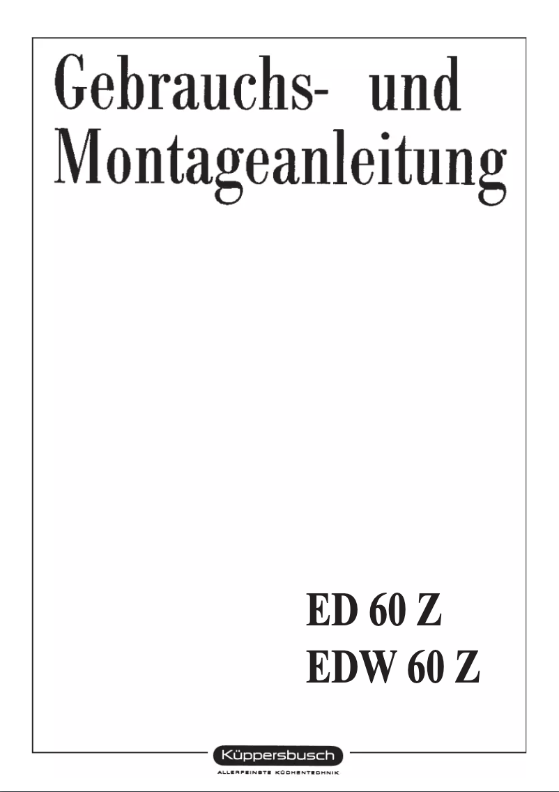 Page n°1 - Manuel utilisateur Küppersbusch ED 60Z