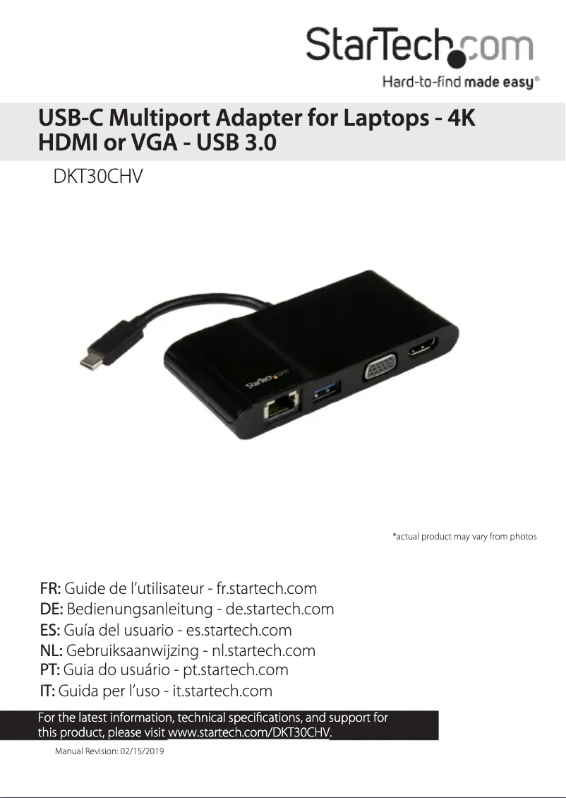 Page 1 of the manual User Manual StarTech.com DKT30CHV