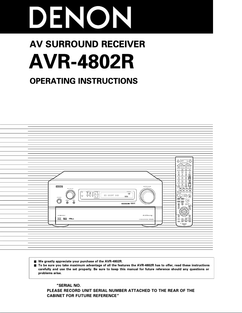 Image de la première page du manuel de l'appareil AVR-4802R