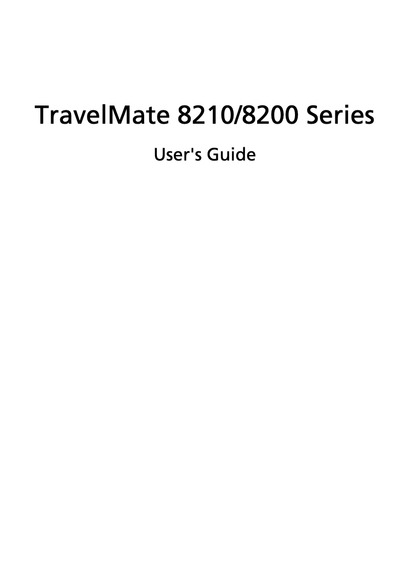 Page n°1 - Manuel utilisateur Acer TravelMate 8200