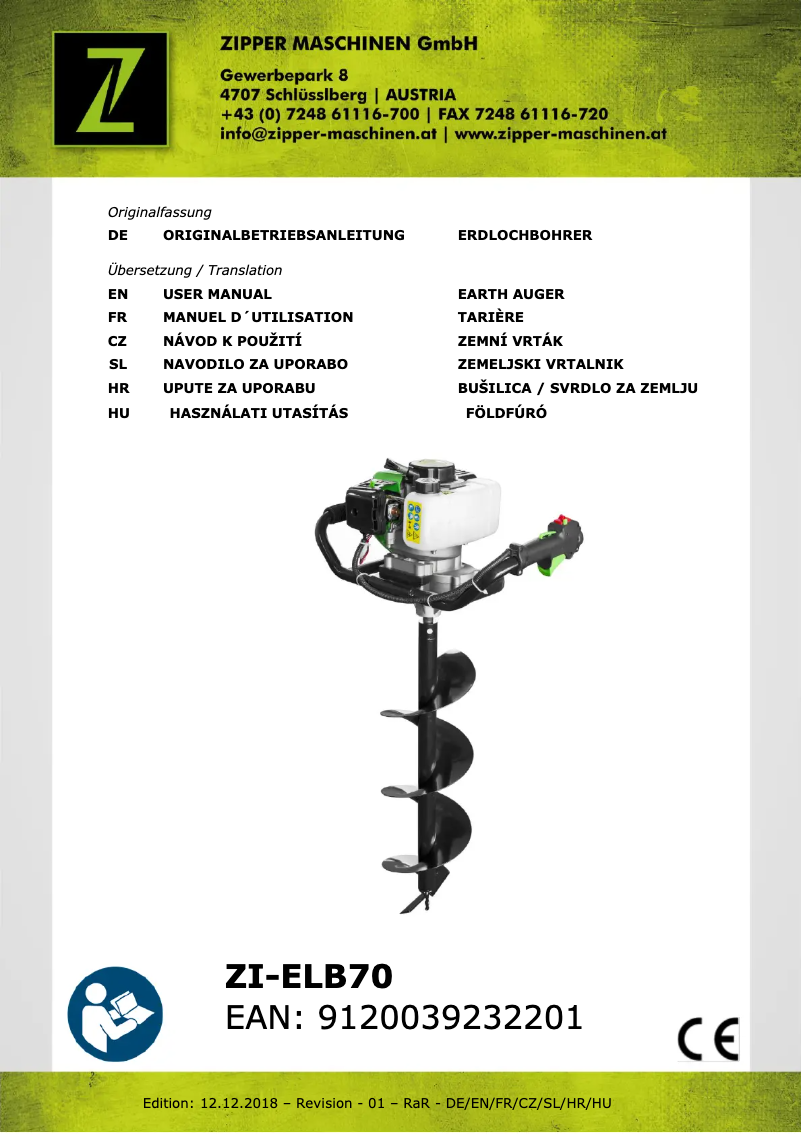Page 1 de la notice Manuel utilisateur Zipper ZI-ELB70