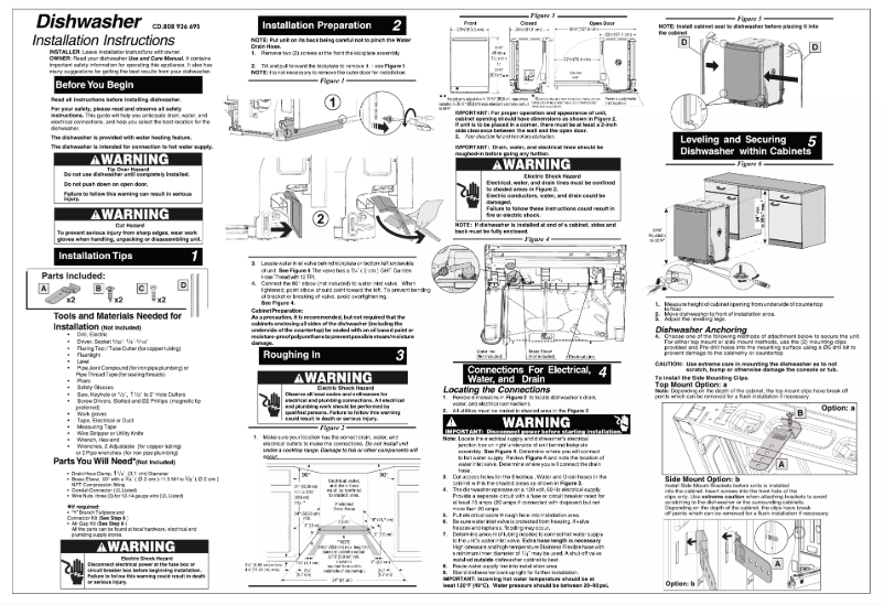 Page 1 de la notice Guide d'installation Frigidaire FDSP4501AS