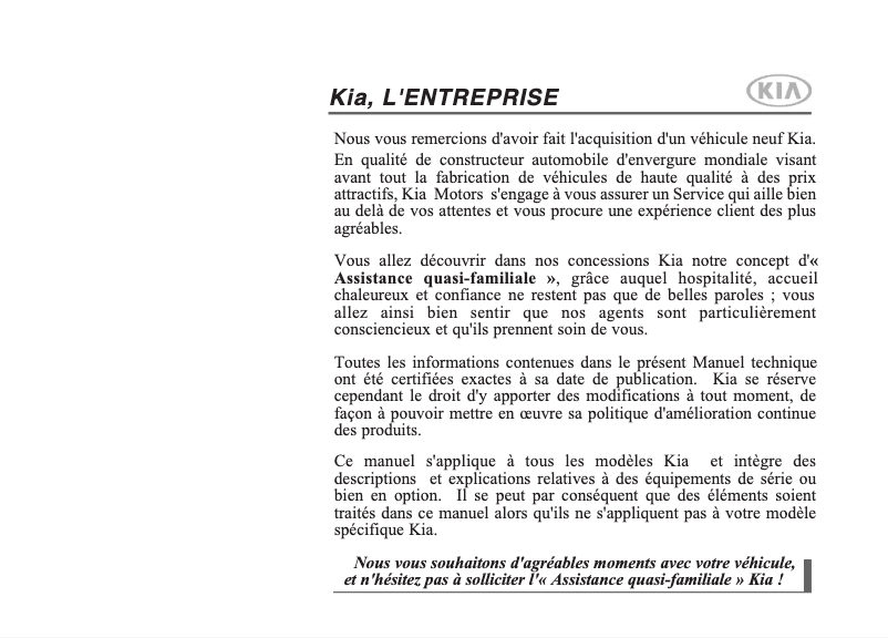 Page 1 de la notice Manuel utilisateur Kia Picanto (2017)