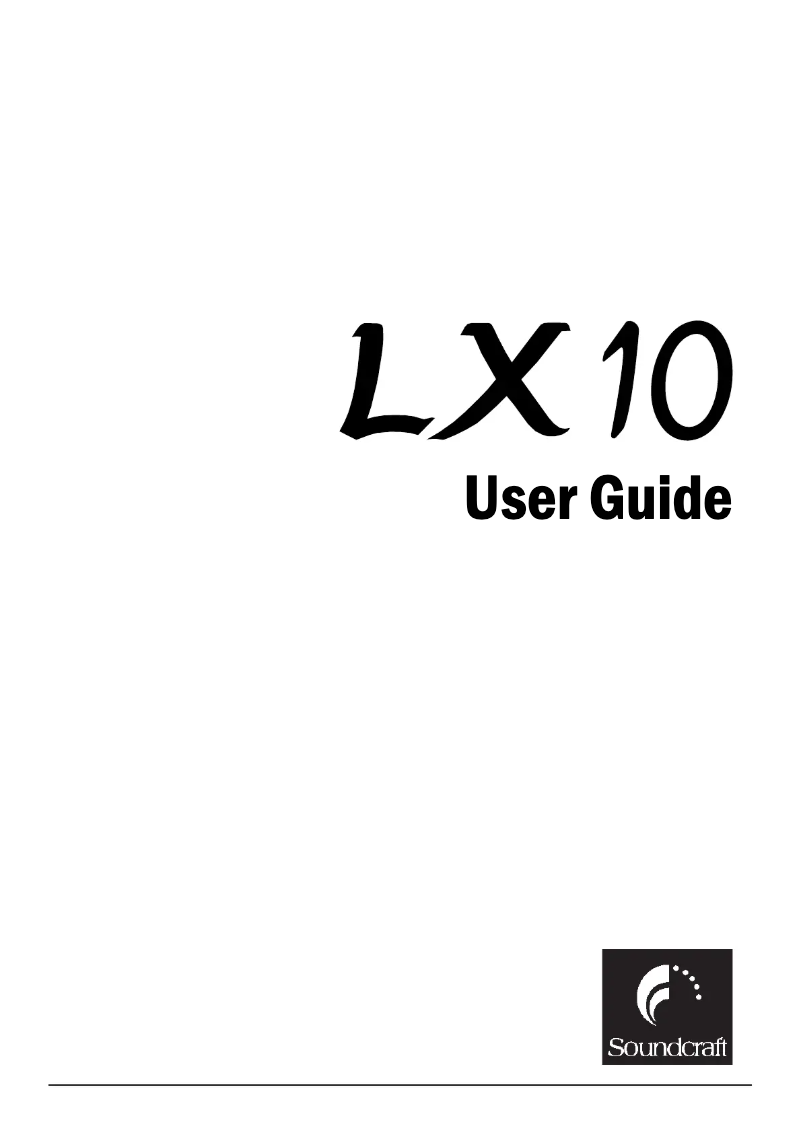 Page n°1 - Manuel utilisateur Soundcraft LX10