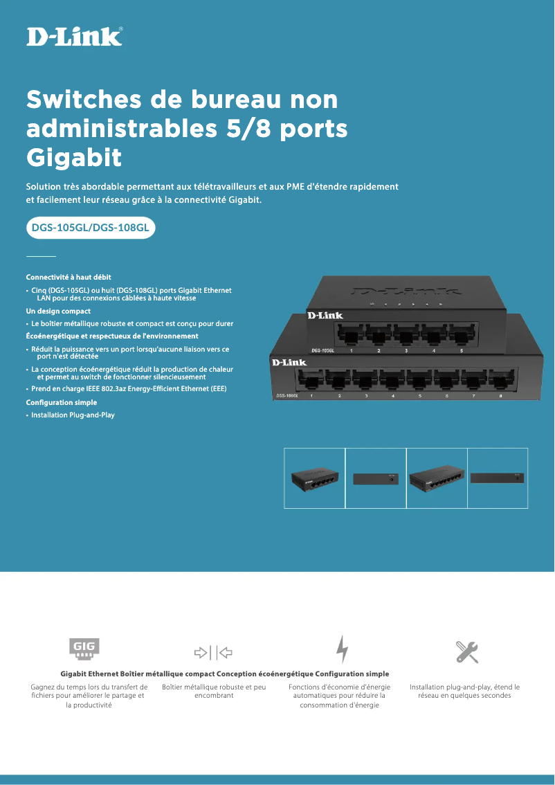 Page n°1 - Fiche technique D-Link DGS-105GL