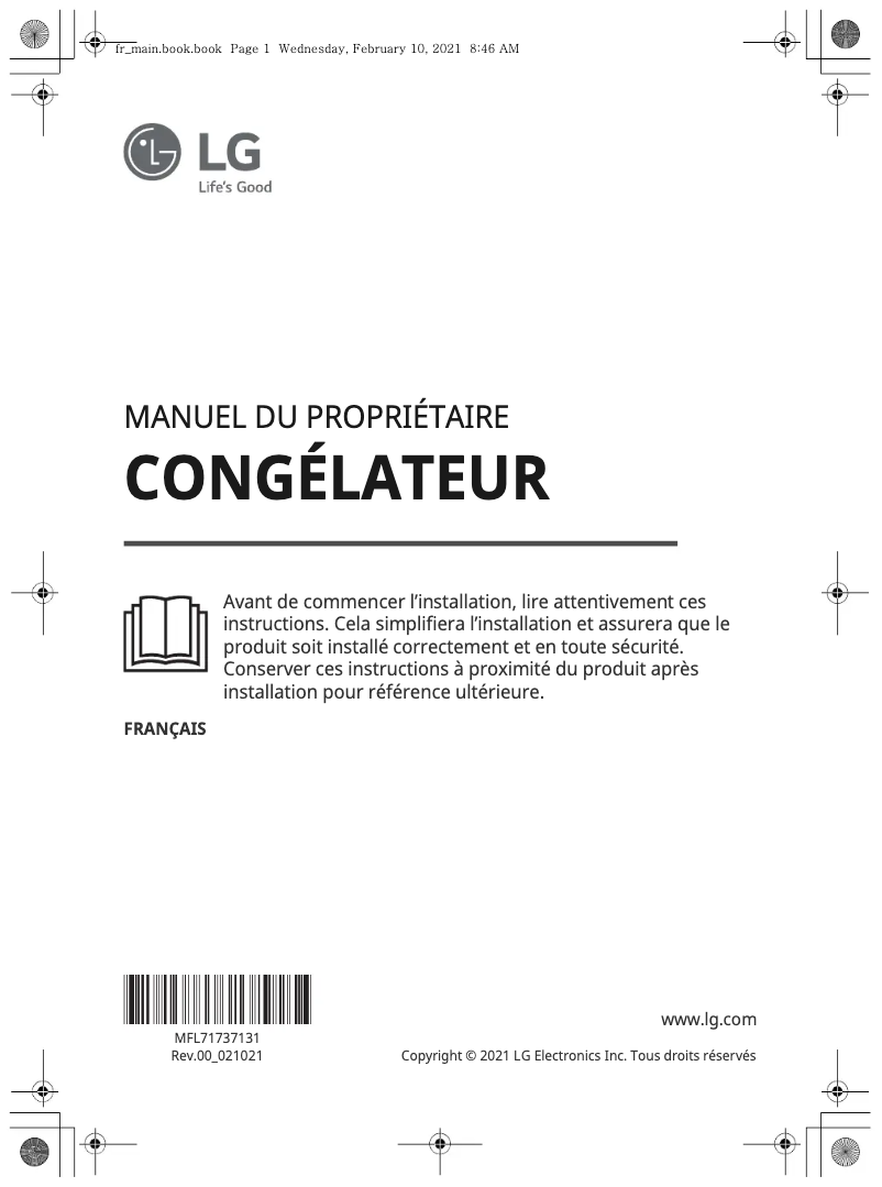 Page 1 de la notice Manuel utilisateur LG GFT61SWCSE