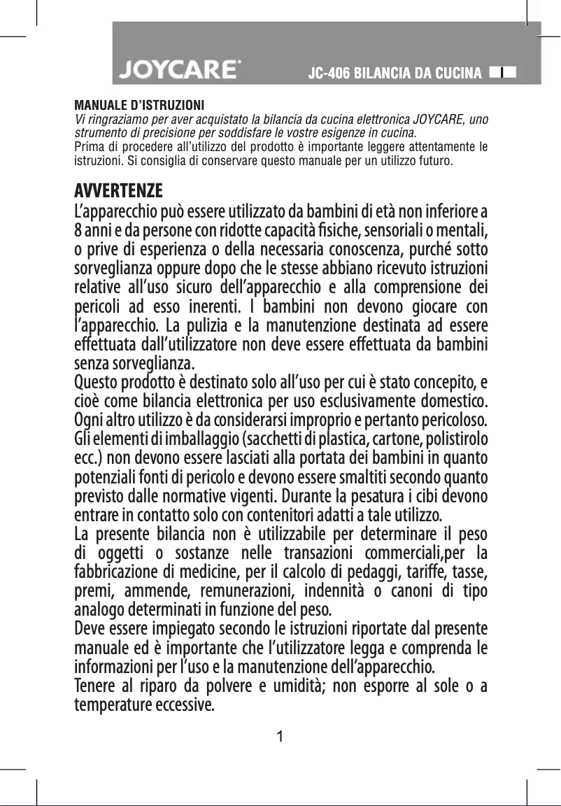 Image de la première page du manuel de l'appareil JC-406