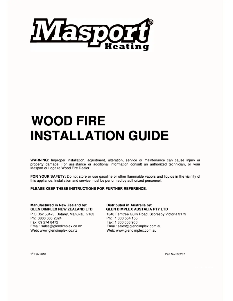 Page n°1 - Guide d'installation Masport Romsey