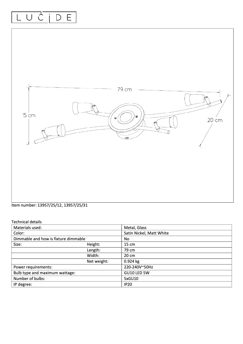 Page n°1 - Manuel utilisateur Lucide Bingo 13957/25/12