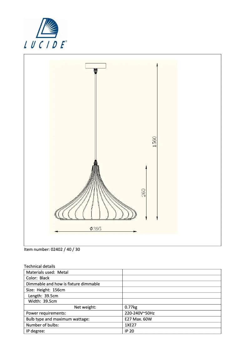 Page n°1 - Manuel utilisateur Lucide Vinti 02402/40/30