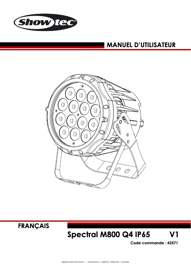 Page 1 de la notice Manuel utilisateur Showtec Spectral M800 Q4 IP65