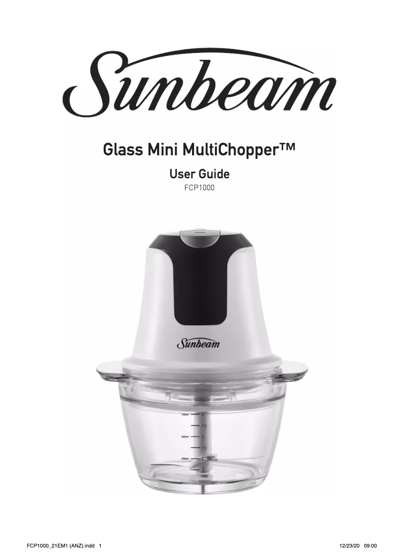 Page n°1 - Manuel utilisateur Sunbeam Mini Glass MultiChopper FCP1000