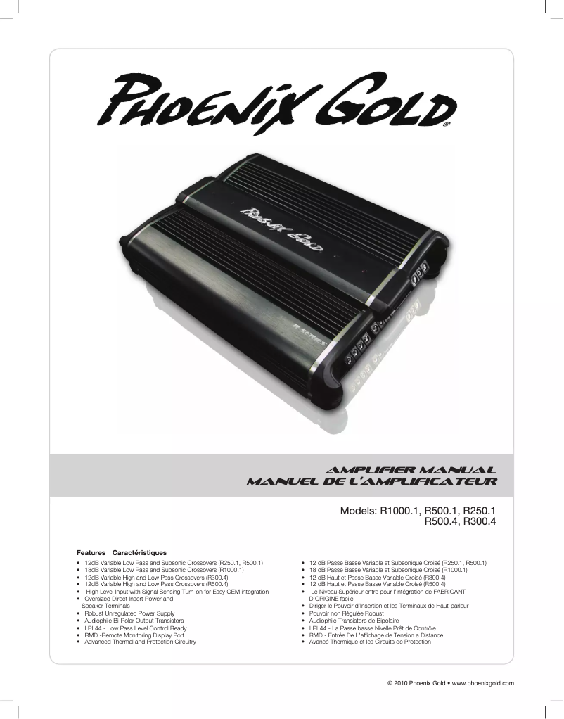 Page 1 de la notice Manuel utilisateur Phoenix Gold R500.4