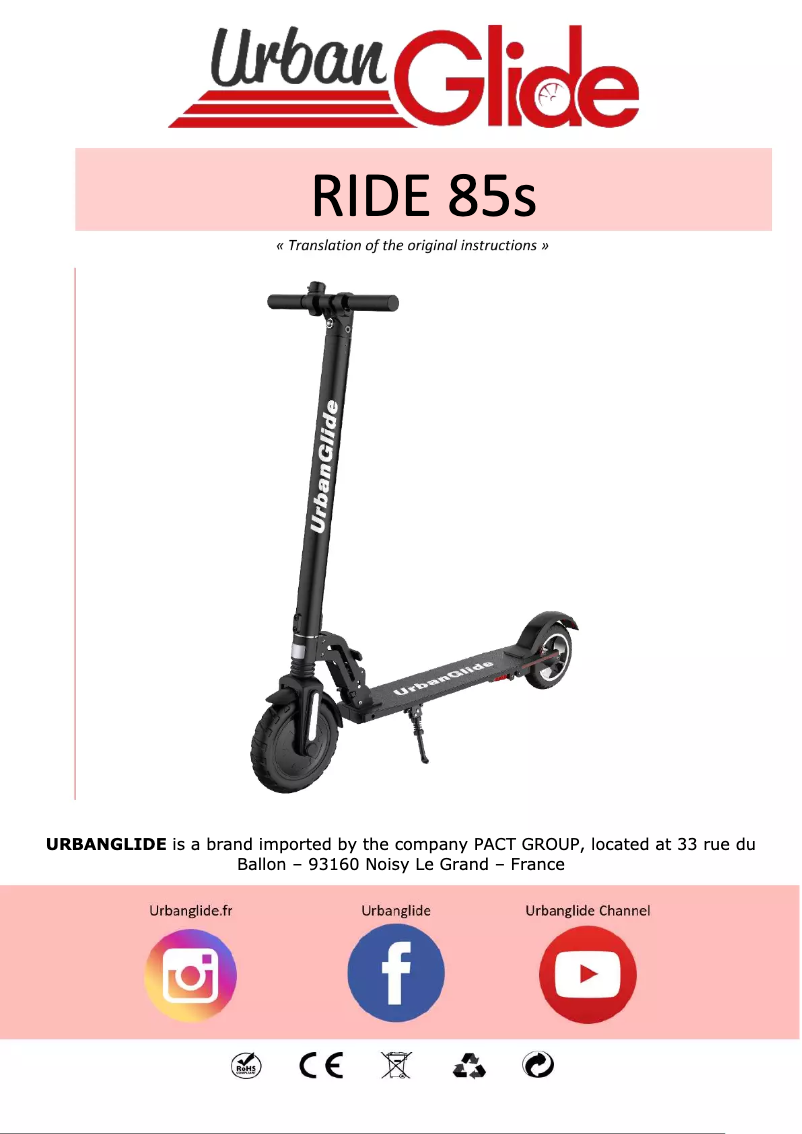 Image de la première page du manuel de l'appareil RIDE 85s