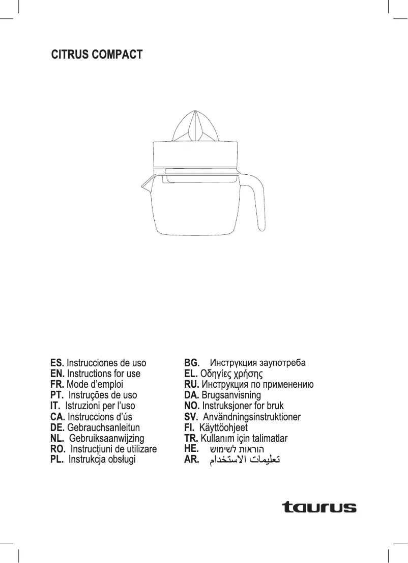 Page 1 de la notice Manuel utilisateur Taurus Citrus Compact