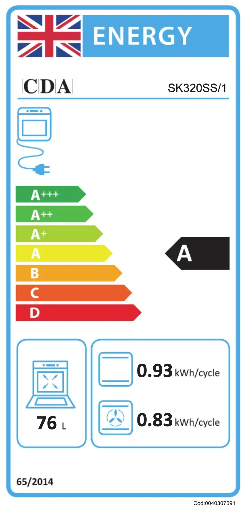 Page n°1 - Label énergétique CDA SK320SS