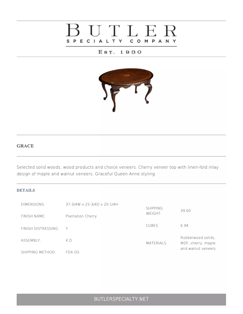 Page n°1 - Manuel utilisateur Butler Grace 3012024