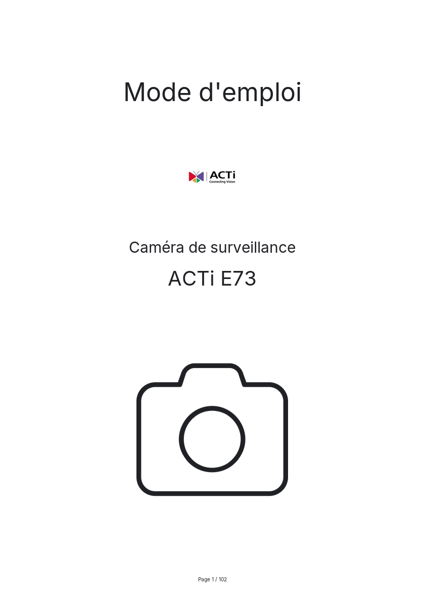 Page n°1 - Mode d'emploi ACTi E73