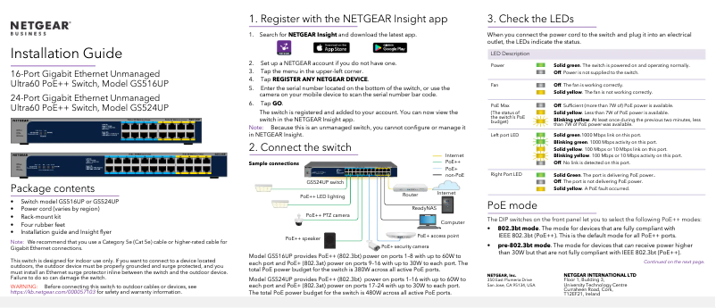 Page n°1 - Manuel utilisateur Netgear GS524UP