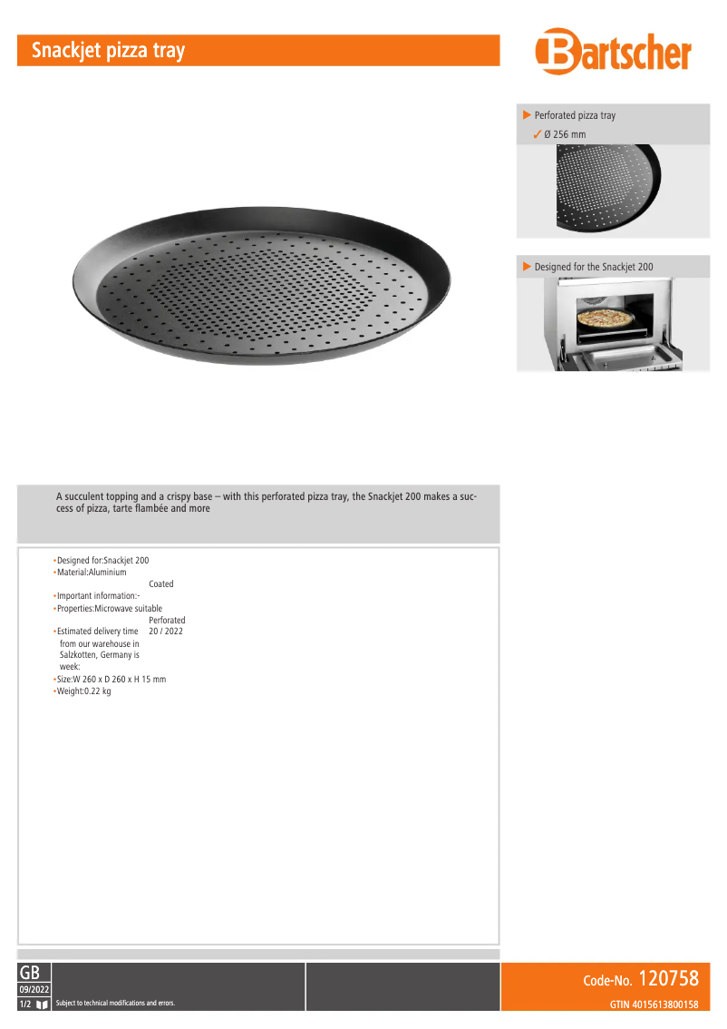 Page n°1 - Fiche technique Bartscher 120758