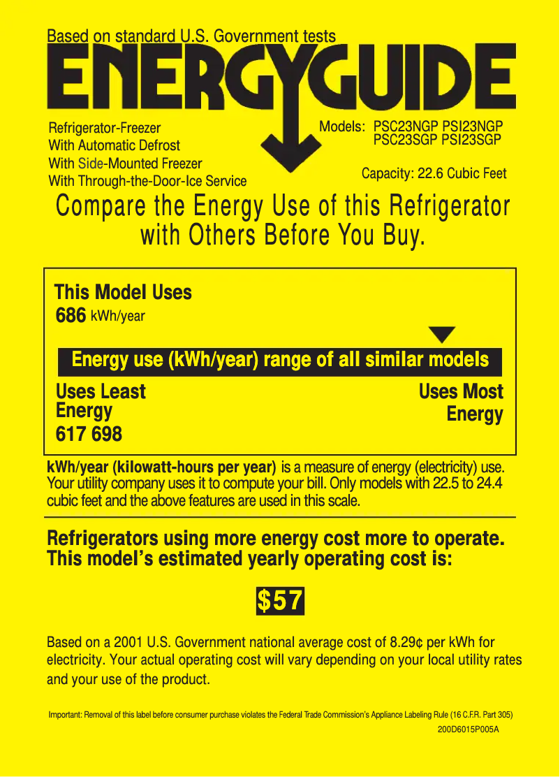 Page n°1 - Label énergétique GE PSI23SGPBS