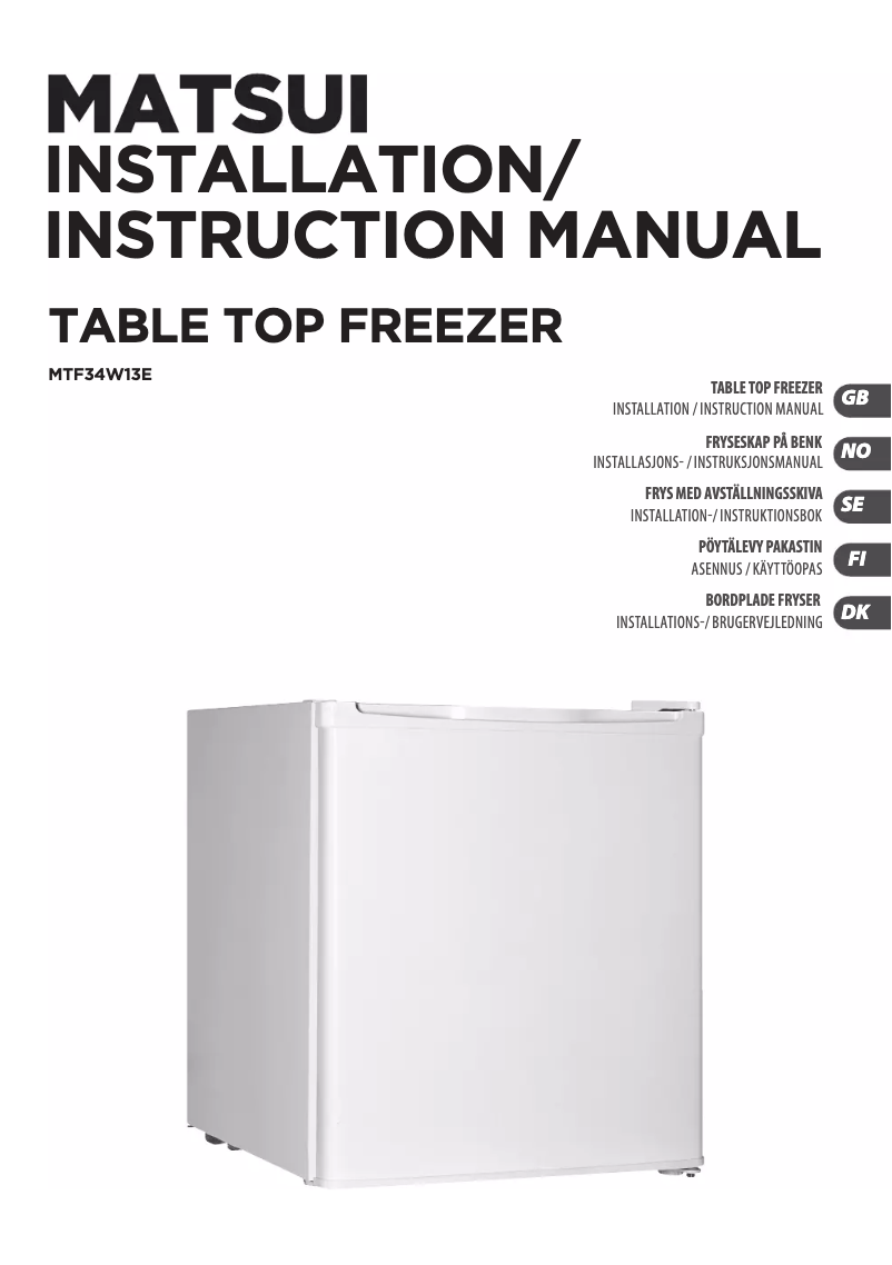 Page n°1 - Manuel utilisateur Matsui MTF34W13E